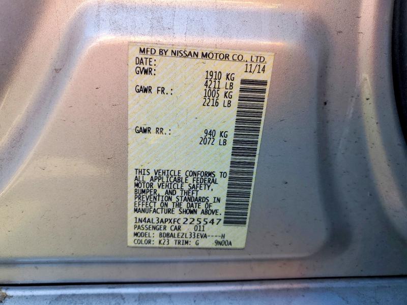 Продаж на аукціоні авто 2015 Nissan Altima, vin: 1N4AL3APXFC225547, номер лоту: 53263116