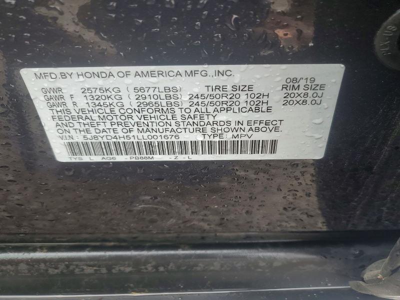 Продаж на аукціоні авто 2020 Acura Mdx, vin: 5J8YD4H51LL001676, номер лоту: 53993546