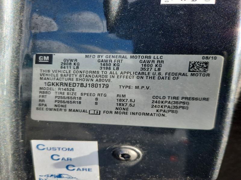 Aukcja sprzedaży 2011 Gmc Acadia, vin: 1GKKRNED7BJ180179, numer aukcji: 53813896
