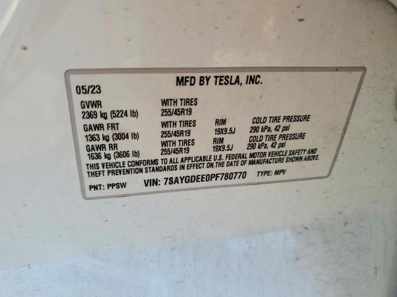 52881186 :رقم المزاد ، 7SAYGDEE0PF780770 vin ، 2023 Tesla Model Y مزاد بيع