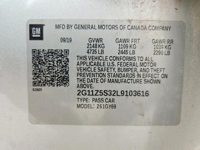 Продаж на аукціоні авто 2020 Chevrolet Impala, vin: 2G11Z5S32L9103616, номер лоту: 53928546