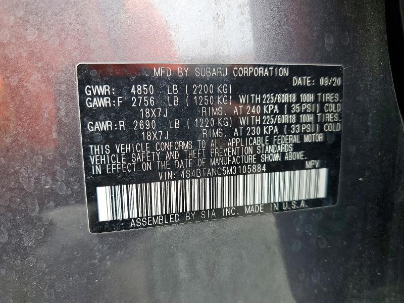 Продажа на аукционе авто 2021 Subaru Outback, vin: 4S4BTANC5M3105884, номер лота: 55215506