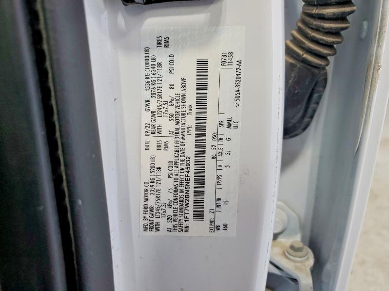 2022 Ford F250 მანქანა იყიდება აუქციონზე, vin: 1FT7W2BN5NEF45932, აუქციონის ნომერი: 55122906