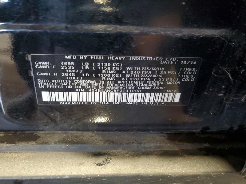 Aukcja sprzedaży 2015 Subaru Outback, vin: 4S4BSANC9F3241098, numer aukcji: 54658776