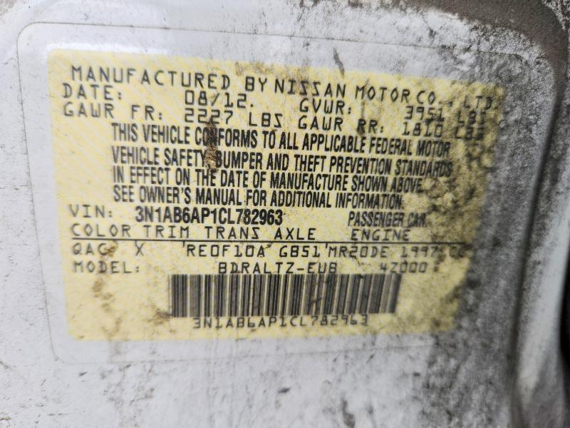 Aukcja sprzedaży 2012 Nissan Sentra, vin: 3N1AB6AP1CL782963, numer aukcji: 53993176