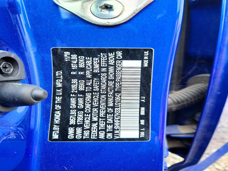 Aukcja sprzedaży 2020 Honda Civic, vin: SHHFK7H33LU210642, numer aukcji: 53811216
