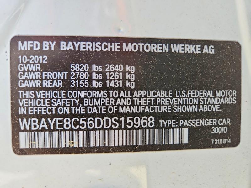 Aukcja sprzedaży 2013 Bmw 750, vin: WBAYE8C56DDS15968, numer aukcji: 48132726