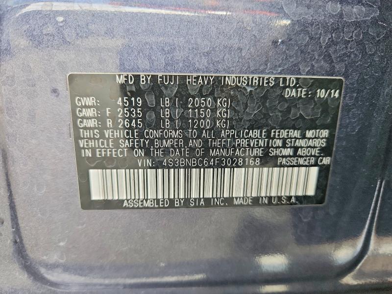 Aukcja sprzedaży 2015 Subaru Legacy, vin: 4S3BNBC64F3028168, numer aukcji: 53616076