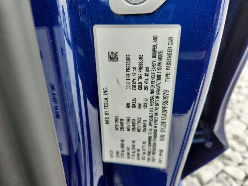 2023 Tesla Model 3 მანქანა იყიდება აუქციონზე, vin: 5YJ3E1EA0PF650979, აუქციონის ნომერი: 55183086