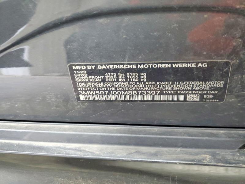 55008406 :رقم المزاد ، 3MW5R7J00M8B73397 vin ، 2021 Bmw 330xi مزاد بيع