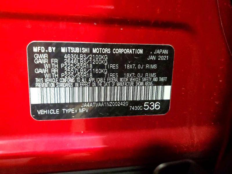 Продаж на аукціоні авто 2022 Mitsubishi Eclipse Cross, vin: JA4ATVAA1NZ002420, номер лоту: 52869926