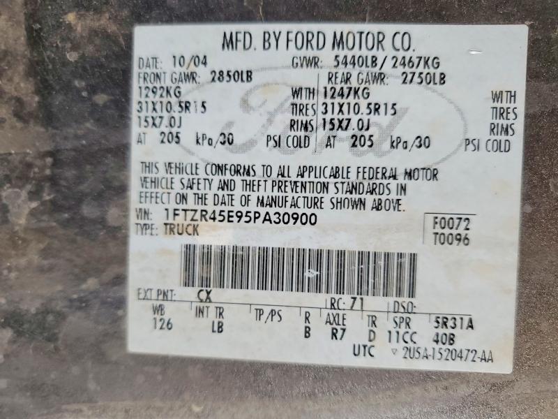 52745366 :رقم المزاد ، 1FTZR45E95PA30900 vin ، 2005 Ford Ranger مزاد بيع