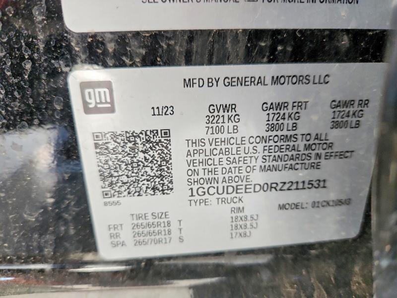 2024 Chevrolet Silverado მანქანა იყიდება აუქციონზე, vin: 1GCUDEED0RZ211531, აუქციონის ნომერი: 49855566