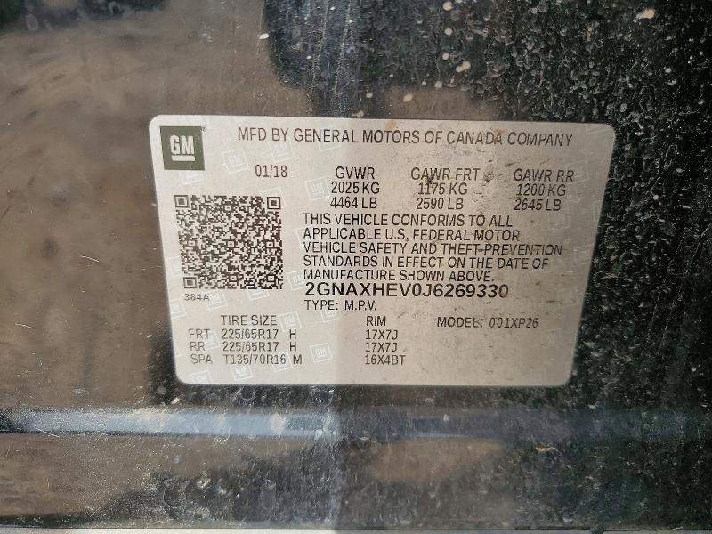 Продажа на аукционе авто 2018 Chevrolet Equinox, vin: 2GNAXHEV0J6269330, номер лота: 53802636