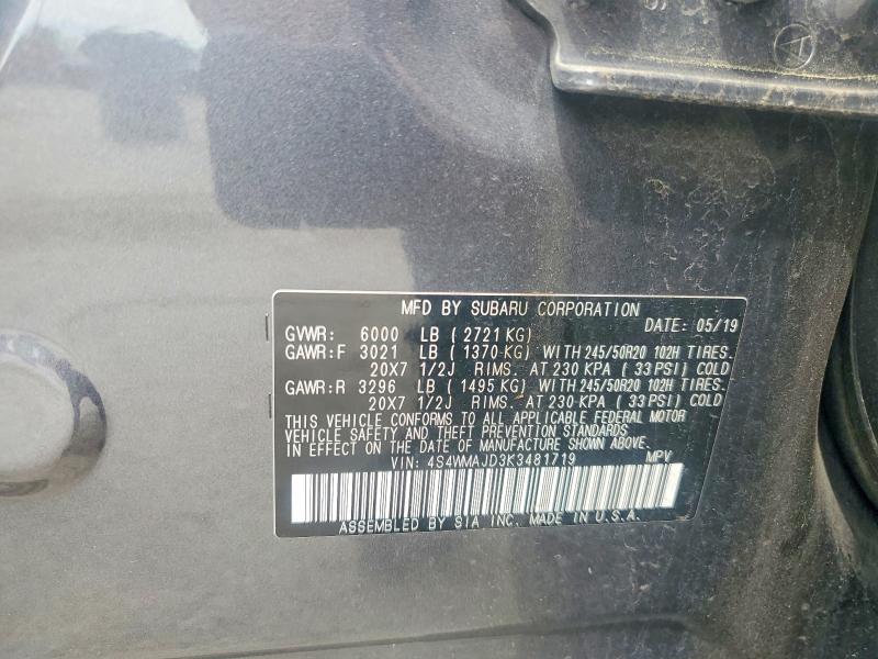 Aukcja sprzedaży 2019 Subaru Ascent, vin: 4S4WMAJD3K3481719, numer aukcji: 55157666