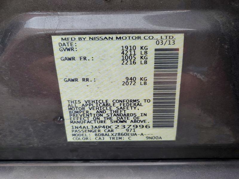 52474366 :رقم المزاد ، 1N4AL3AP4DC237996 vin ، 2013 Nissan Altima مزاد بيع