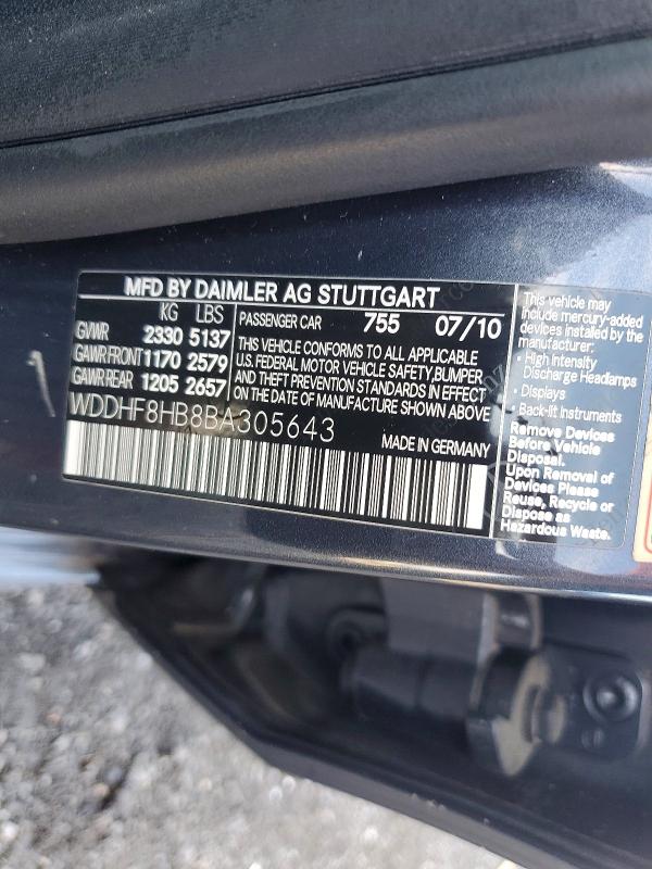 Продаж на аукціоні авто 2011 Mercedes-benz E, vin: WDDHF8HB8BA305643, номер лоту: 52905336