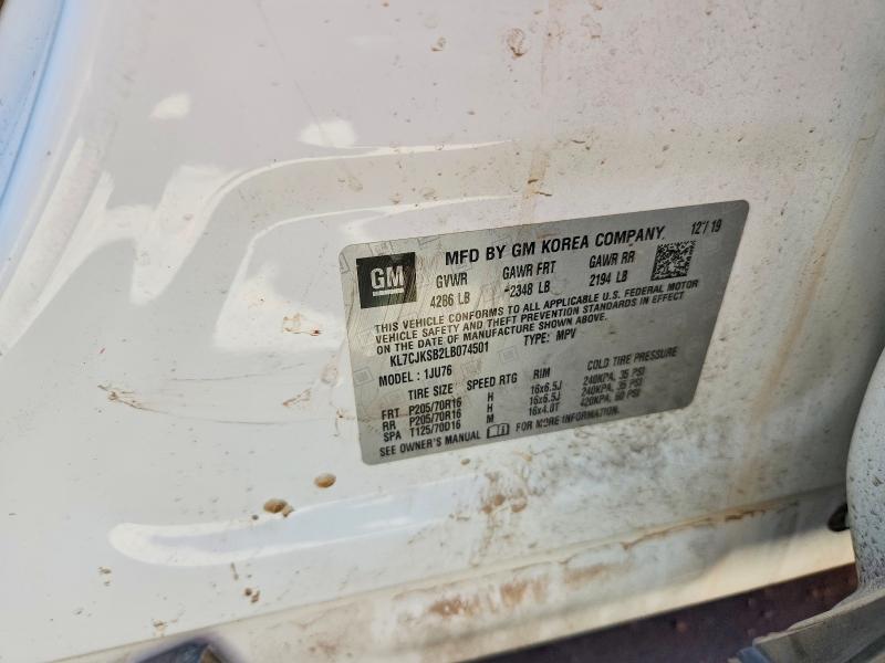 Aukcja sprzedaży 2020 Chevrolet Trax, vin: KL7CJKSB2LB074501, numer aukcji: 52934596