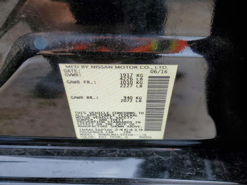 52670566 :رقم المزاد ، 1N4AL3AP5GC246419 vin ، 2016 Nissan Altima مزاد بيع