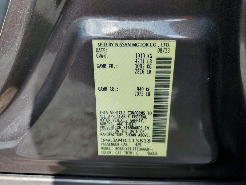 2014 Nissan Altima მანქანა იყიდება აუქციონზე, vin: 1N4AL3AP4EC115818, აუქციონის ნომერი: 53919586