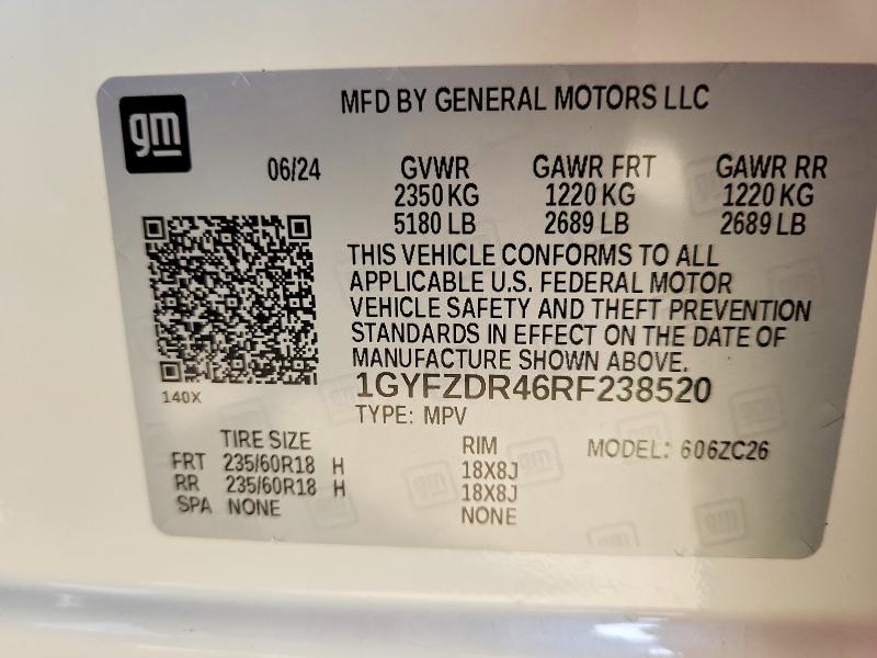 51847716 :رقم المزاد ، 1GYFZDR46RF238520 vin ، 2024 Cadillac Xt4 مزاد بيع