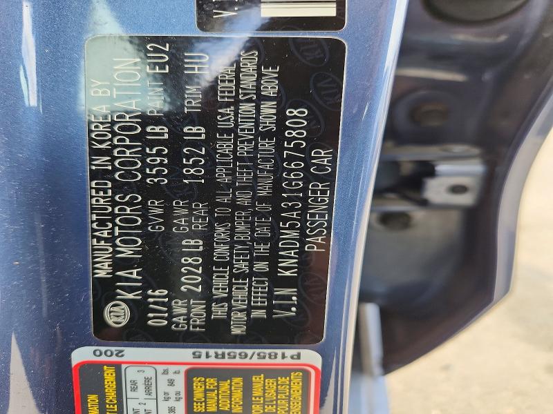 Aukcja sprzedaży 2016 Kia Rio, vin: KNADM5A31G6675808, numer aukcji: 55095846