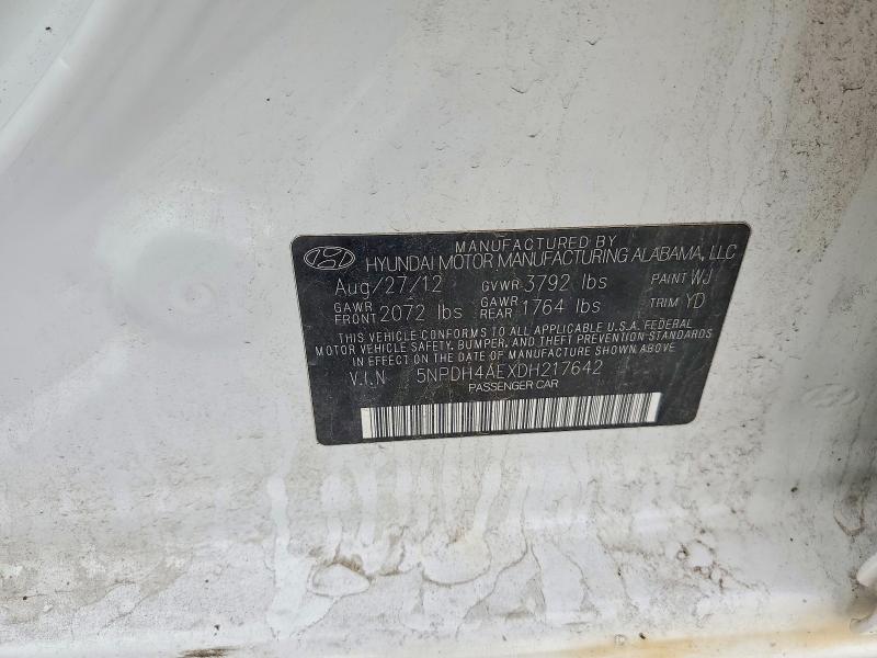 Aukcja sprzedaży 2013 Hyundai Elantra, vin: 5NPDH4AEXDH217642, numer aukcji: 54493726