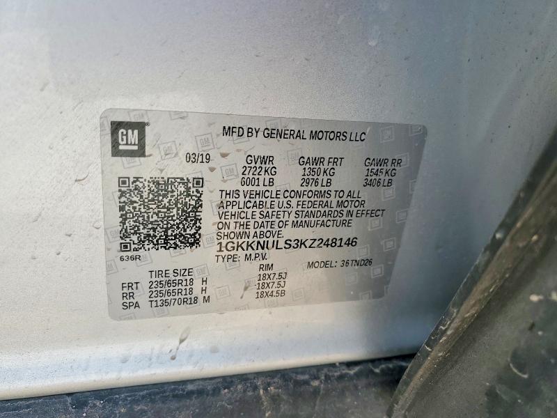 Aukcja sprzedaży 2019 Gmc Acadia, vin: 1GKKNULS3KZ248146, numer aukcji: 54608406