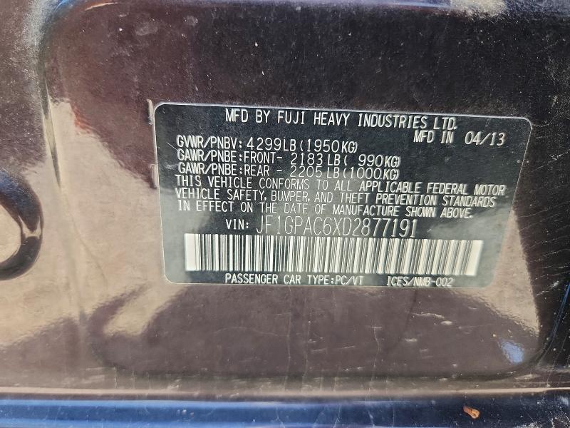 Aukcja sprzedaży 2013 Subaru Impreza, vin: JF1GPAC6XD2877191, numer aukcji: 55125266