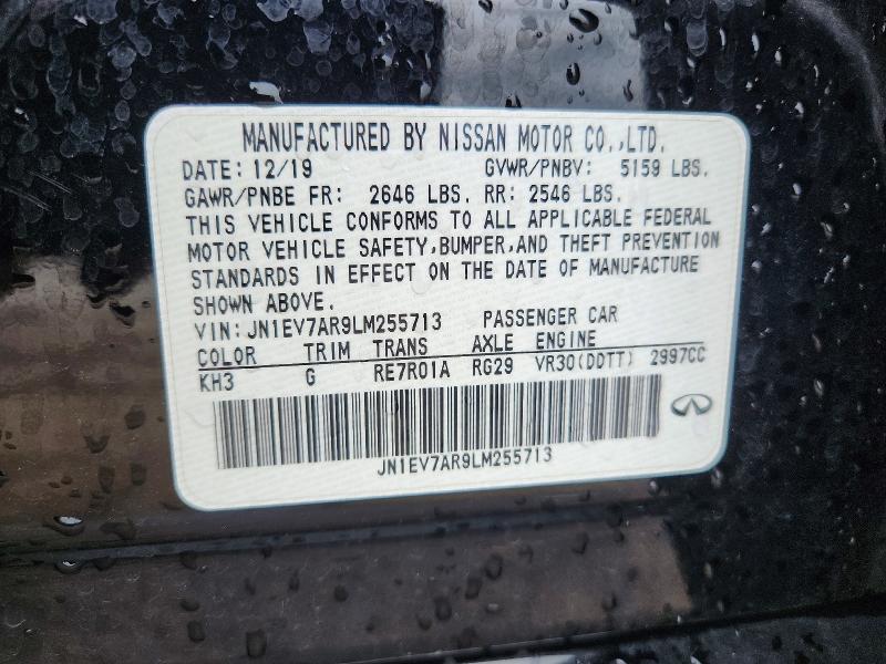 Aukcja sprzedaży 2020 Infiniti Q50, vin: JN1EV7AR9LM255713, numer aukcji: 55007536