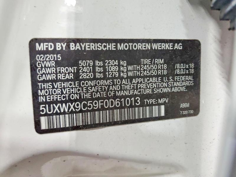 2015 Bmw X3 მანქანა იყიდება აუქციონზე, vin: 5UXWX9C59F0D61013, აუქციონის ნომერი: 51702546