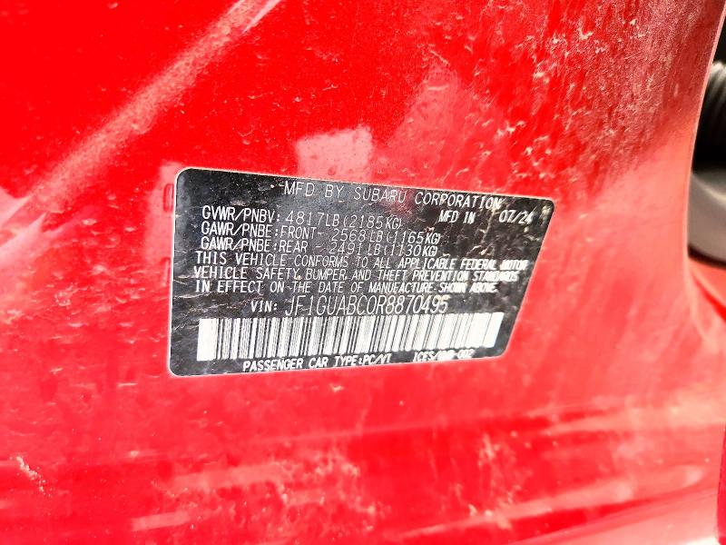 Продаж на аукціоні авто 2024 Subaru Impreza, vin: JF1GUABC0R8870495, номер лоту: 52892346