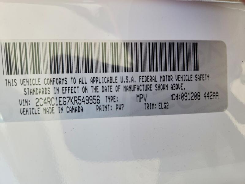 Aukcja sprzedaży 2019 Chrysler Pacifica, vin: 2C4RC1EG7KR549956, numer aukcji: 53975246