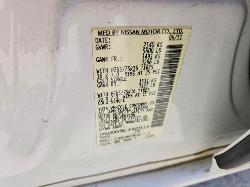 53359446 :رقم المزاد ، 1N6AD0EV9BC440939 vin ، 2011 Nissan Frontier مزاد بيع
