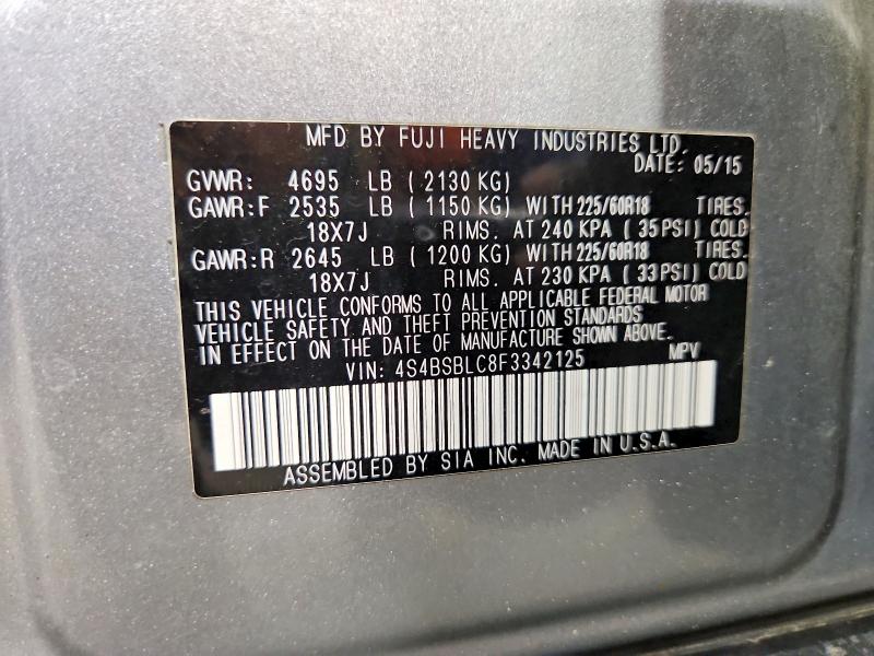 52868066 :رقم المزاد ، 4S4BSBLC8F3342125 vin ، 2015 Subaru Outback مزاد بيع
