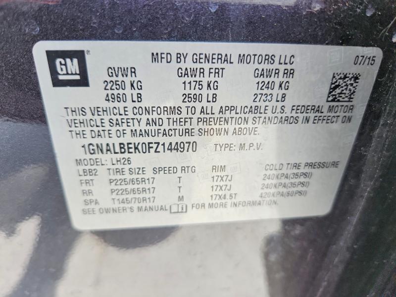 Продажа на аукционе авто 2015 Chevrolet Equinox, vin: 1GNALBEK0FZ144970, номер лота: 54398136