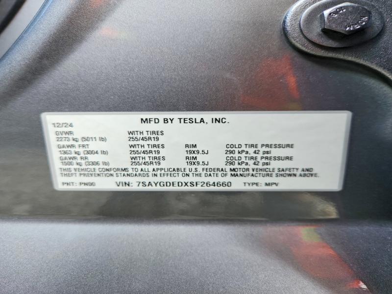 Aukcja sprzedaży 2025 Tesla Model Y, vin: 7SAYGDEDXSF264660, numer aukcji: 51893916