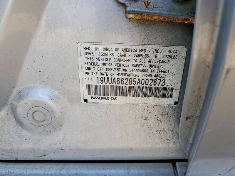 Aukcja sprzedaży 2005 Acura Tl, vin: 19UUA66285A002673, numer aukcji: 52491456