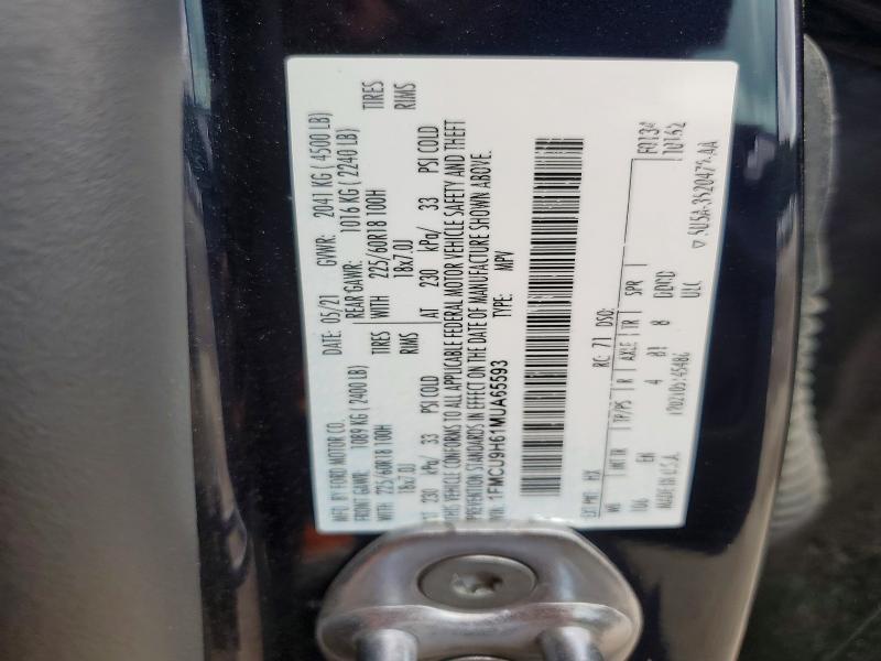 2021 Ford Escape მანქანა იყიდება აუქციონზე, vin: 1FMCU9H61MUA65593, აუქციონის ნომერი: 51916896