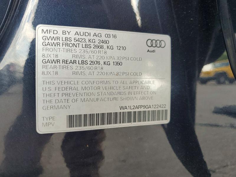 Aukcja sprzedaży 2016 Audi Q5, vin: WA1L2AFP9GA122422, numer aukcji: 54521166