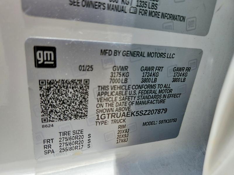 2025 Gmc Sierra მანქანა იყიდება აუქციონზე, vin: 1GTRUAEK5SZ207879, აუქციონის ნომერი: 46354366