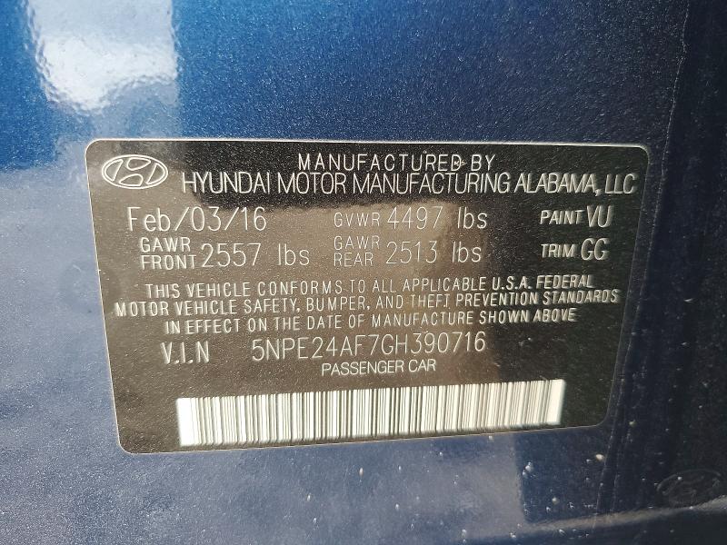 2016 Hyundai Sonata მანქანა იყიდება აუქციონზე, vin: 5NPE24AF7GH390716, აუქციონის ნომერი: 52188476
