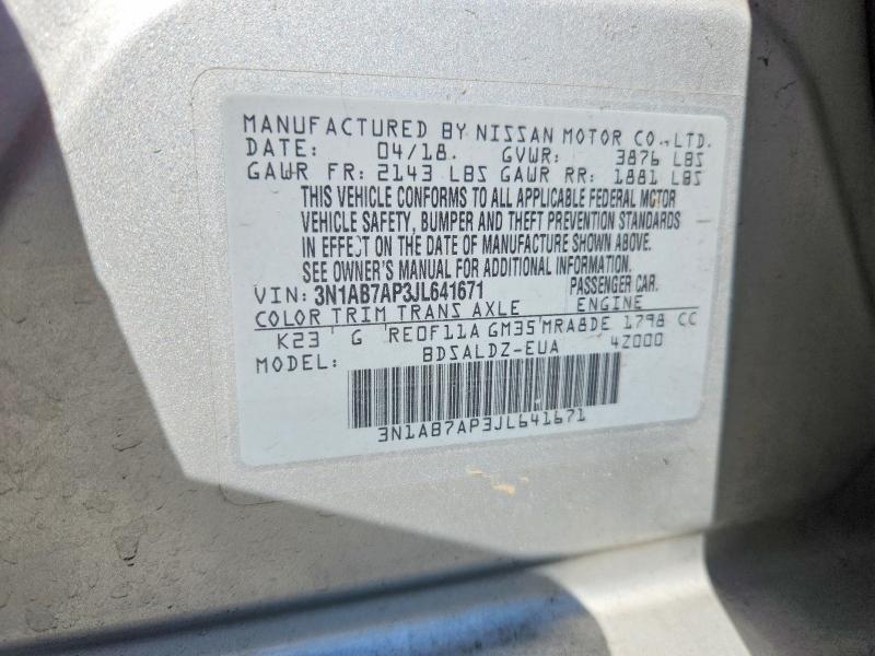 Aukcja sprzedaży 2018 Nissan Sentra, vin: 3N1AB7AP3JL641671, numer aukcji: 52255286