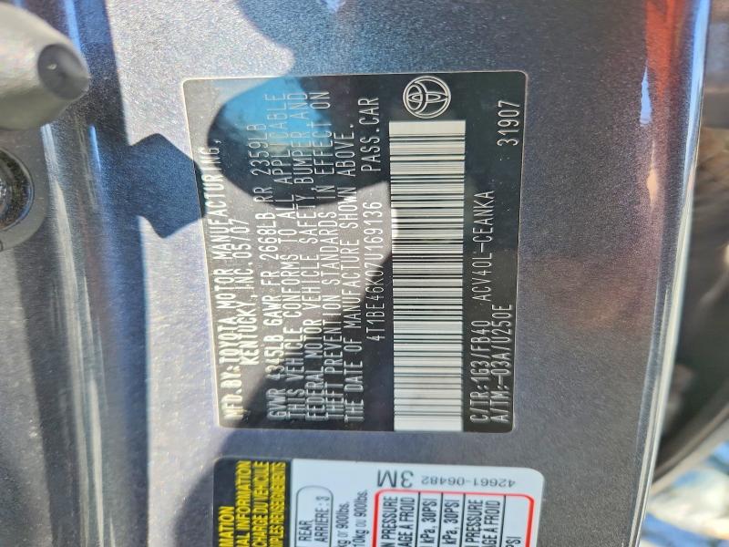 Aukcja sprzedaży 2007 Toyota Camry, vin: 4T1BE46K07U169136, numer aukcji: 53885336