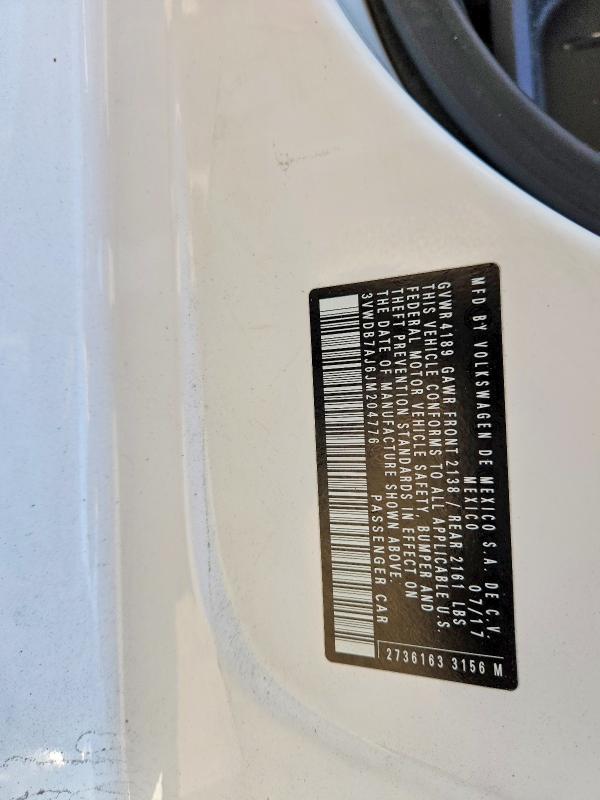 51365636 :رقم المزاد ، 3VWDB7AJ6JM204776 vin ، 2018 Volkswagen Jetta مزاد بيع