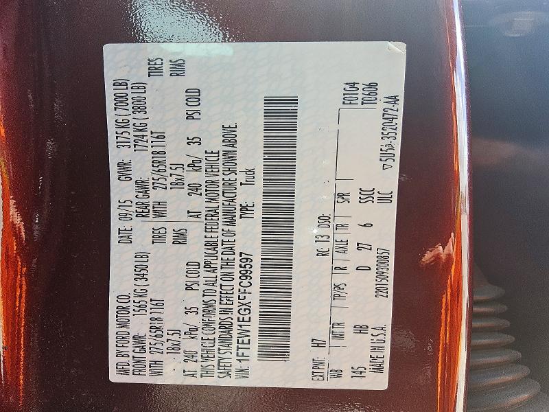 Продаж на аукціоні авто 2015 Ford F150, vin: 1FTEW1EGXFFC99597, номер лоту: 55178826
