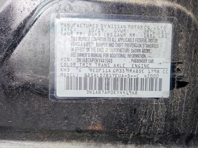 Aukcja sprzedaży 2019 Nissan Sentra, vin: 3N1AB7AP0KY441948, numer aukcji: 53620706