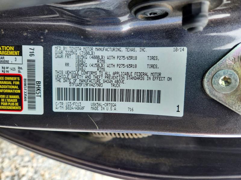 Продажа на аукционе авто 2015 Toyota Tundra, vin: 5TFUW5F19FX427903, номер лота: 54139426