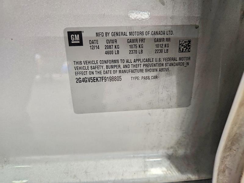 Продажа на аукционе авто 2015 Buick Regal, vin: 2G4GV5EK7F9198805, номер лота: 54608416