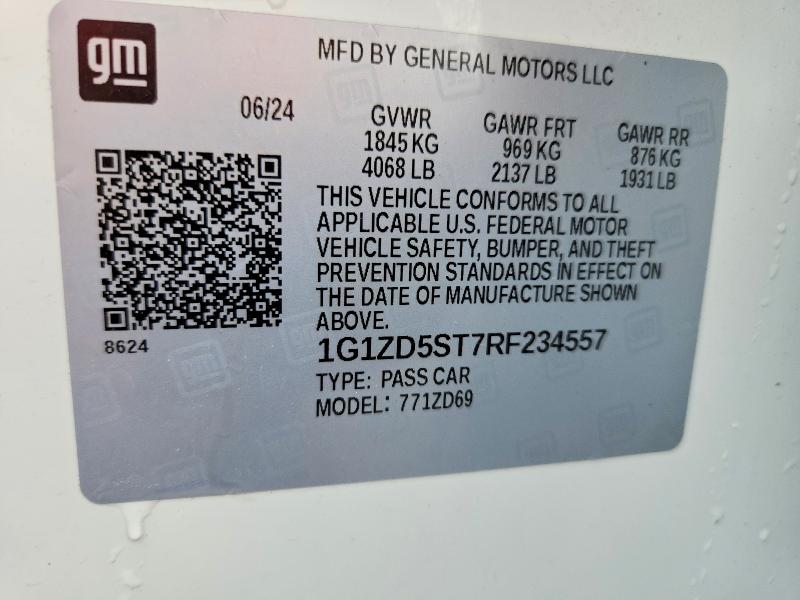 Aukcja sprzedaży 2024 Chevrolet Malibu, vin: 1G1ZD5ST7RF234557, numer aukcji: 54846806